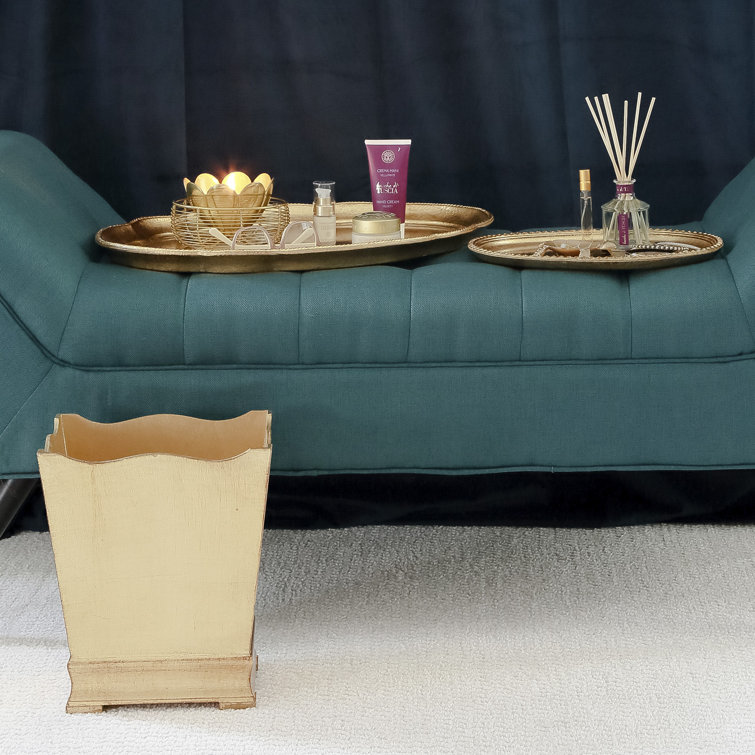 VIETRI Florentine Wooden Accessories Gold Waste Basket Trash Can 3